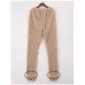 Pantalón de pijama afelpado con calcetines integrados, ropa de dormir polar en color kaki. - 3XL / Albaricoque