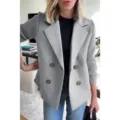 Elegantissimo blazer donna grigio maniche in maglia giacca casual autunnale chic - XS / Grigio