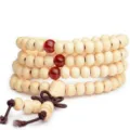Wooden bead bracelet 108 beads multi layer Buddha prayer bracelet fashion jewelry accessory - White