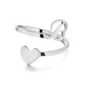 Elegant stainless steel heart initial ring featuring letter B in polished silver finish - Style B / Silver / Adjustable Free Size