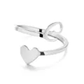 Adjustable stainless steel heart and letter C open ring in polished silver finish - Style C / Silver / Adjustable Free Size