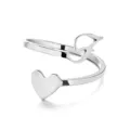 Adjustable stainless steel ring featuring a heart and stylized letter S in silver finish - Style F