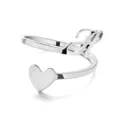 Premium adjustable stainless steel open ring featuring a heart and initial H silver finish - Style H