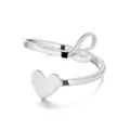 Stainless steel heart and letter L open ring in silver finish for women - Style L
