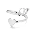 Elegant silver stainless steel open ring featuring a heart and cursive letter H detail - Style N