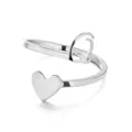 Minimalist stainless steel open ring featuring a solid heart and letter Q design - Style Q