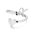 Minimalist silver stainless steel open ring featuring a heart and cursive initial letter K - Style X