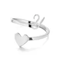 Elegant silver stainless steel open heart ring featuring a cursive letter U design - Style Y