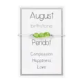 Pulsera de peridoto, piedra de nacimiento de agosto, con 3 piedras naturales en cartulina - Agosto-Peridoto / 1 Pieza