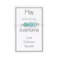 Pulsera de aventurina verde para piedra de nacimiento de mayo con tarjeta - Mayo - Aventurina / 1 Pieza