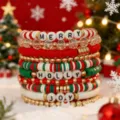 Set di braccialetti natalizi festivi con perline di lettere per parole Merry Holly Joy - Stile 3