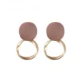 Elegant matte pink and gold twisted hoop earrings for women stylish jewelry fashion accessory - Pink Matte Disc Twisted Ring (ER24Y0243)