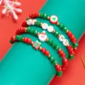 Braccialetto natalizio festivo con perline Babbo Natale e lettere HO HO HO colorate - Stile 2 / 4 Pezzi/Confezione