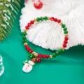 Bracciale natalizio con perline di cristallo, ciondolo pupazzo di neve e campanelli - Stile Pupazzo di Neve (BR24Y0513-4)