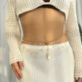 Bohemian gold-tone multi-layered body chain with shell charms for beach vacation - Style 4