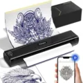 Phomemo portable bluetooth thermal tattoo printer detail, compact stencil machine for pro use. - With 10 Sheets of Consumables / Black