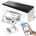 Wireless thermal shipping label printer, Bluetooth mobile connection, fast courier barcode printing. - Bluetooth Version - 249-BT Black White (Includes 10 Sheets 4*6 Shipping Labels)