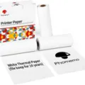 Phomemo 80mm thermal printer paper rolls, white continuous receipt paper for M03 printers. - 10-Year White Self-Adhesive (77mmx3.5m)