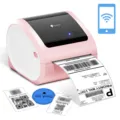 Phomemo thermal label printer bluetooth shipping barcode sticker maker for small business. - D520 Bluetooth Version / With 30 Sheets 4x6 Label Paper / Pink White