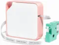 Portable Bluetooth Label Maker D1600 Thermal Sticker Printer with Tape Cartridge Pink - White and Pink (Includes Ribbon)
