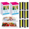Dye-sublimation photo paper and ink ribbon set compatible with portable compact printers. - 6-Inch Set (6 Ink Cartridges + 216 Photo Papers)