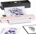 Portable Bluetooth tattoo printer, compact thermal transfer machine for professional studio. - Includes 10 Consumables with Logo Sticker / Pink