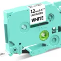 12mm Label Tape Cartridge Mint Green Laminated White Print Compatible Printer Ribbon - Laminated Labels - Black on White