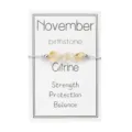 Pulsera de piedra de nacimiento de noviembre con citrinos en tarjeta de exhibición. - Noviembre - Citrino / 1 Pieza