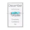 Pulsera de piedra de nacimiento de diciembre con tres turquesas en tarjeta de exhibición - Diciembre - Turquesa / 1 Pieza