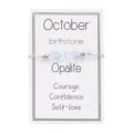 Pulsera tejida de piedra irregular de opalita de octubre en una tarjeta de mensaje - Octubre-Opalita / 1 Pieza
