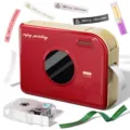 Portable mini thermal Bluetooth label printer in red and gold retro camera design for home use. - A30 English Edition / Includes 1 Roll of Print Paper / China Red
