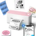 Portable thermal label printer with Bluetooth wireless connection for custom stickers. - PM-241-BT Bluetooth Edition / White Pink