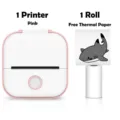 Tragbarer Phomemo T02 Mini Thermodrucker in Rosa mit einer kostenlosen Papierrolle - Eine Rolle Verbrauchsmaterial / Weiß Rosa Mischung