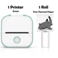 Mini Thermodrucker grün tragbarer kabelloser Bluetooth Taschenetikettendrucker Notizen. - Eine Rolle Verbrauchsmaterial / Weiß mit Grün