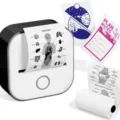 Mini Thermodrucker tragbarer Taschen Etikettendrucker für Notizen und DIY Drucke. - Eine Rolle Verbrauchsmaterial / Schwarz Weiß