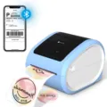 Bluetooth thermal label printer for shipping express stickers, portable barcode receipt maker. - D520 Bluetooth Version / With 30 Sheets 4x6 Label Paper / Blue & White