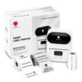 Phomemo M110 Tragbarer Thermodirektdrucker Bluetooth Barcode Etikettendrucker - Weiße Geschenkbox-Set / 3 Rollen Verbrauchsmaterial / Weiß