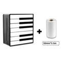 Portable mini thermal printer with piano keys design and 50mm thermal paper roll. - With 1 Roll Consumables / Piano Black