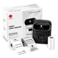 Phomemo M110 tragbarer Thermodrucker für Etiketten, Barcodes und Preisschilder mobil. - Schwarze Geschenkbox / 3 Rollen Verbrauchsmaterial / Schwarz