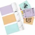 Thermal printer paper rolls and sticker sheets mix for M02 series, multi-color vibrant use. - Lavender, Orange, Green Adhesive Paper - 50mm * 3.5m