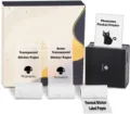 Phomemo M02 mini thermal pocket printer with transparent and semi-transparent sticker paper rolls. - Gift Box with Assorted Consumables / Black
