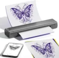 Portable A4 thermal printer dark grey variant with butterfly tattoo pattern design - Tattoo Version - 210mm / Gray