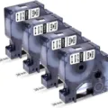 Compatible label tape cartridge 9mm x 5.5m permanent polyester black on white for printer - A18482