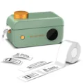 Portable thermal label maker machine with green design, label tapes, and compact office use. - D50 English Edition / Includes 1 Roll of Print Paper / Green