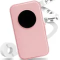 Portable mini thermal Bluetooth label printer in pink with label tape rolls for home use - D35 English Edition / Includes 1 Roll of Print Paper / Pink