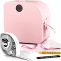 Phomemo portable thermal label maker in pink color, compact handheld mini printer. - P12 Battery Edition / Includes 1 Roll of Print Paper / Pink