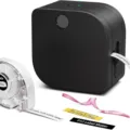 Phomemo portable thermal Bluetooth label maker with assorted tape rolls and ribbons for home. - P12 Battery Edition / Includes 1 Roll of Print Paper / Black