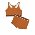 Ensemble sous-vêtements sport femme soutien-gorge et shorty coton lettres larges. - Kaki