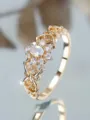 Detailed macro shot of the filigree gold ring with an oval moonstone center - Size 6 / Gold