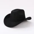 Schwarzer Wildleder Western Cowboyhut, eleganter vintage Hut mit gekrempelten Kanten Mode. - Verstellbar / Schwarz